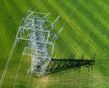 Aerial View of Power Line during pole inspections