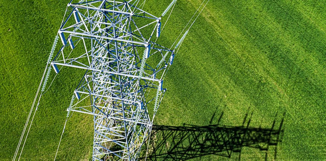 Aerial View of Power Line during pole inspections