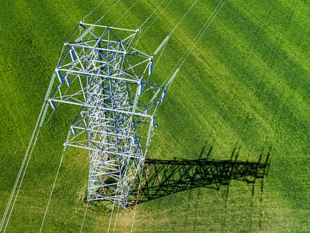 Aerial View of Power Line during pole inspections